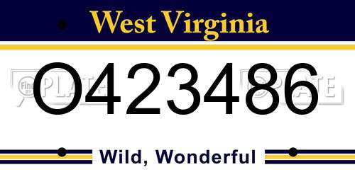 O423486 West Virginia License Plate