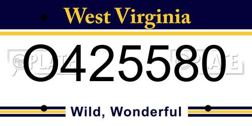 O425580 West Virginia License Plate