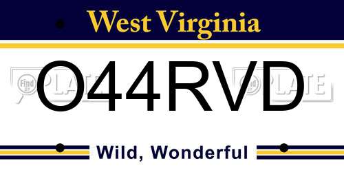 O44RVD West Virginia License Plate