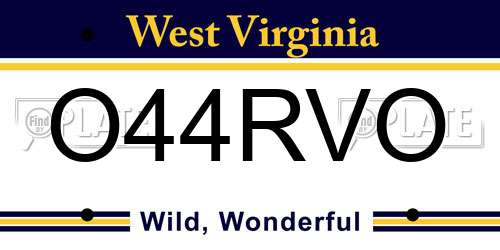 O44RVO West Virginia License Plate
