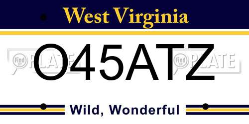 O45ATZ West Virginia License Plate