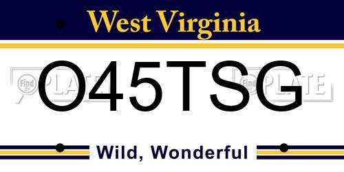 O45TSG West Virginia License Plate