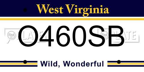 O460SB West Virginia License Plate