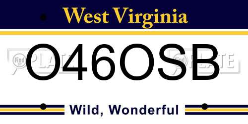 O46OSB West Virginia License Plate