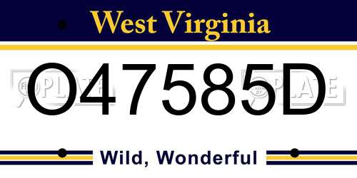 O47585D West Virginia License Plate