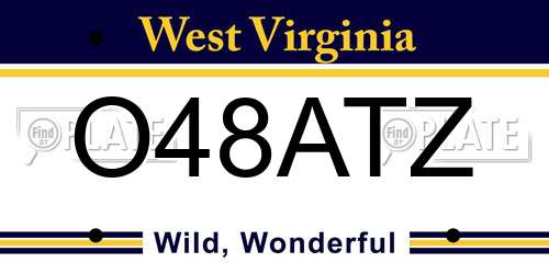 O48ATZ West Virginia License Plate