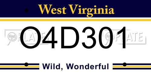 O4D301 West Virginia License Plate