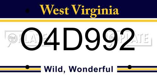 O4D992 West Virginia License Plate