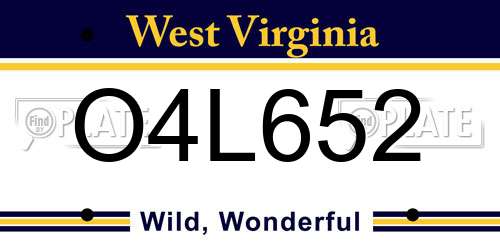 O4L652 West Virginia License Plate