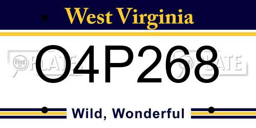 O4P268 West Virginia License Plate
