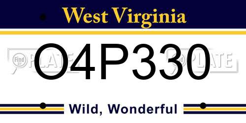 O4P330 West Virginia License Plate