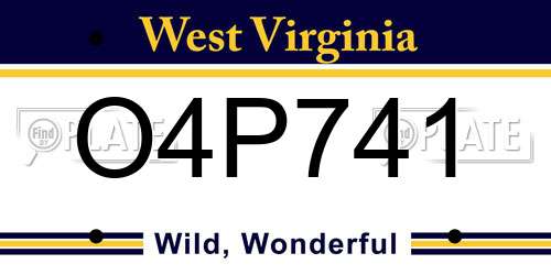 O4P741 West Virginia License Plate