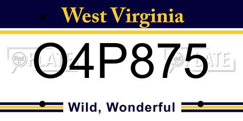 O4P875 West Virginia License Plate