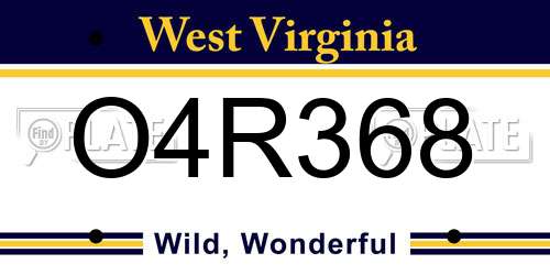 O4R368 West Virginia License Plate