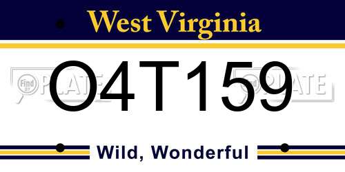 O4T159 West Virginia License Plate