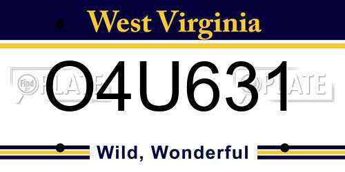 O4U631 West Virginia License Plate