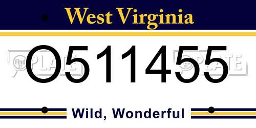 O511455 West Virginia License Plate