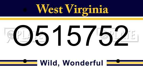 O515752 West Virginia License Plate