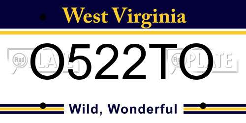 O522TO West Virginia License Plate