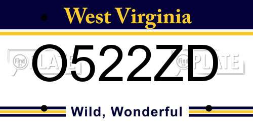 O522ZD West Virginia License Plate