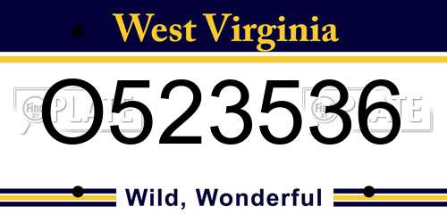O523536 West Virginia License Plate