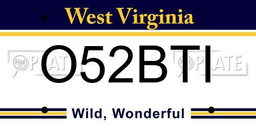 O52BTI West Virginia License Plate
