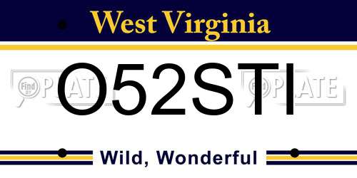 O52STI West Virginia License Plate