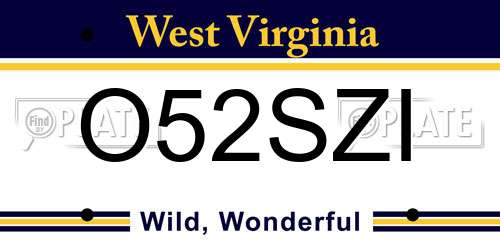 O52SZI West Virginia License Plate