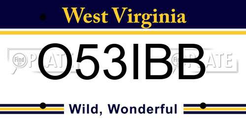 O53IBB West Virginia License Plate