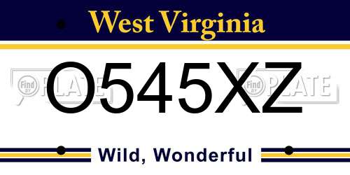 O545XZ West Virginia License Plate