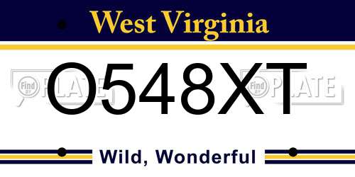 O548XT West Virginia License Plate