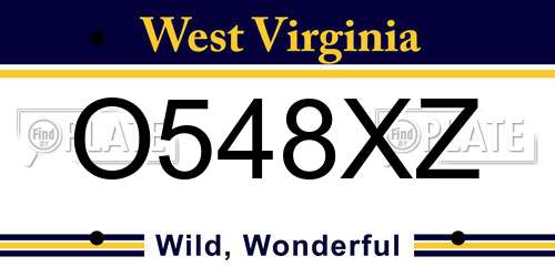 O548XZ West Virginia License Plate