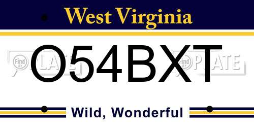 O54BXT West Virginia License Plate