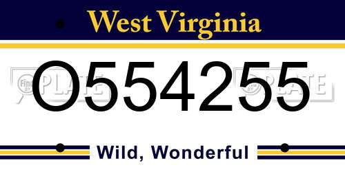 O554255 West Virginia License Plate