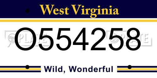 O554258 West Virginia License Plate