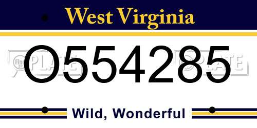 O554285 West Virginia License Plate