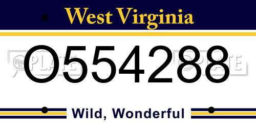 O554288 West Virginia License Plate