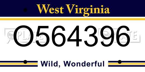 O564396 West Virginia License Plate