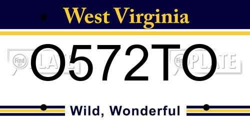 O572TO West Virginia License Plate