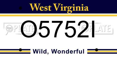 O5752I West Virginia License Plate