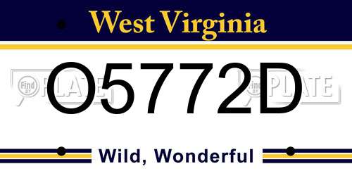 O5772D West Virginia License Plate