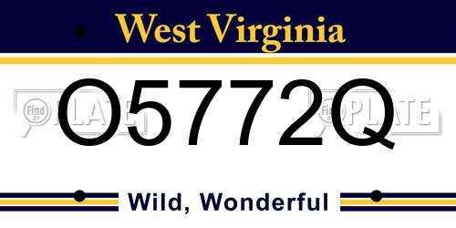 O5772Q West Virginia License Plate