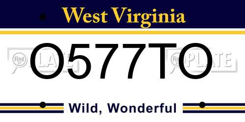 O577TO West Virginia License Plate