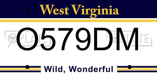 O579DM West Virginia License Plate