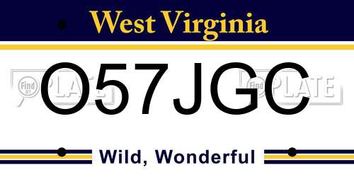 O57JGC West Virginia License Plate