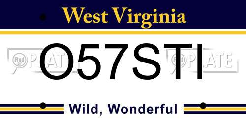 O57STI West Virginia License Plate