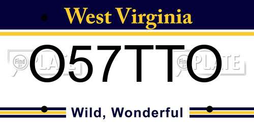 O57TTO West Virginia License Plate
