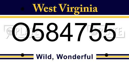 O584755 West Virginia License Plate