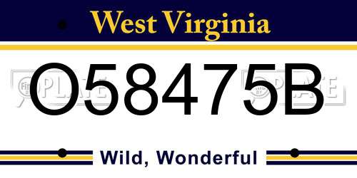 O58475B West Virginia License Plate