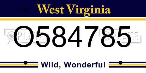 O584785 West Virginia License Plate
